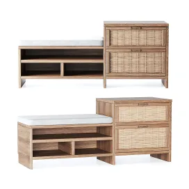 Wooden rattan couch